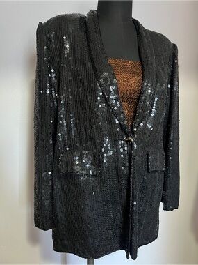 Sequins Talk of the Walk, Atlantic City long sleeve oversized blazer and pockets
